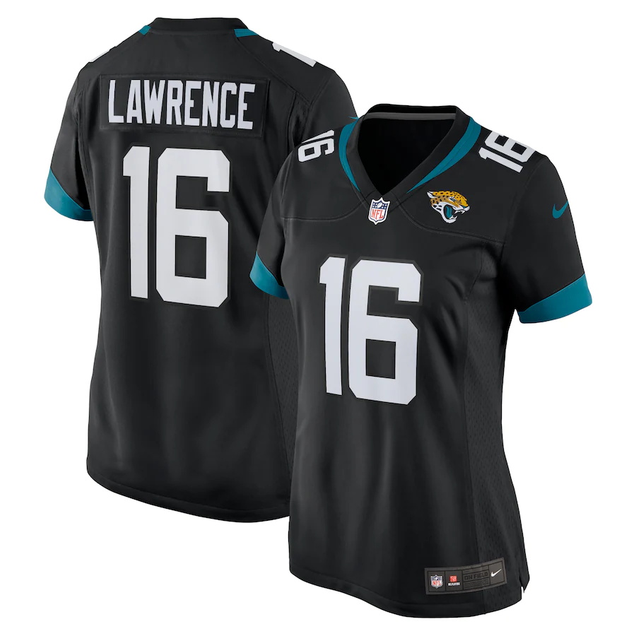 Custom Womens Jacksonville Jaguars #16 Trevor Lawrence Nike Black 2021 NFL Draft First Round Pick Alternate Game Player Jersey->women nfl jersey->Women Jersey